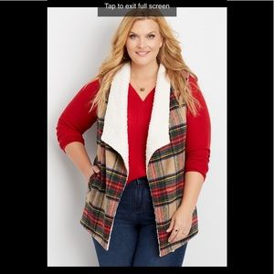 Maurices Plaid Vest with Sherpa Lining